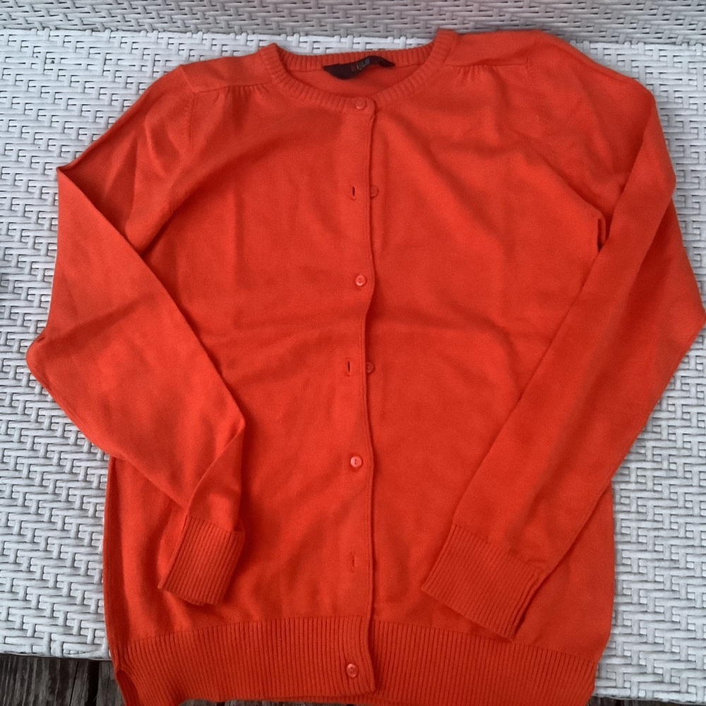 TC Vibrant Orange Knit Cardigan girls size 14